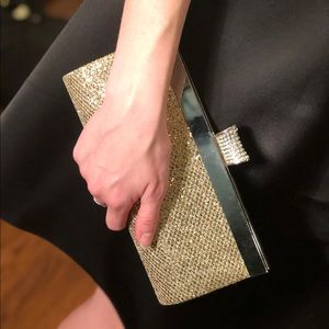 Gold glitter clutch, great for New Year’s eve!